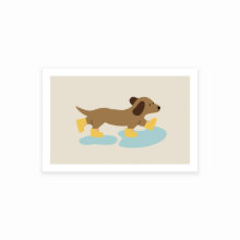 RAIN BOOTS DOG postcard